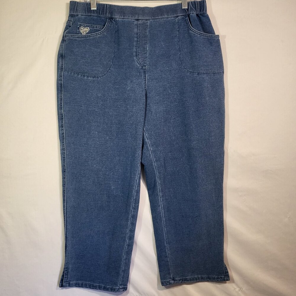 Dream Jeannes by Quacker Factory Woman's Pull On Capris Size Large Light Blue